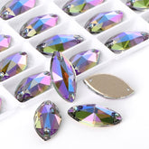 Black Diamond Shimmer Navette Shape High Quality Glass Sew-on Rhinestones WholesaleRhinestone